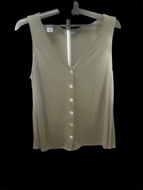 Modcloth Olive V-Neck Button-Front Sleeveless Camisole